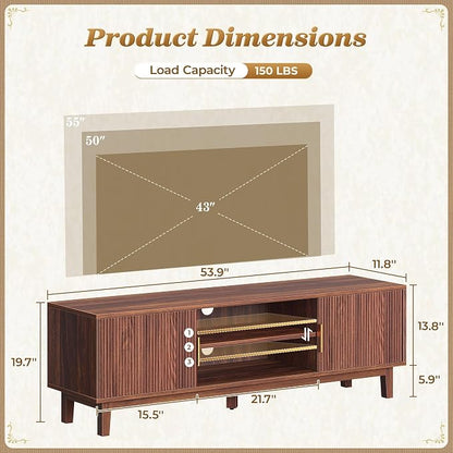 PRAISUN 54 Inch TV Stand for 50, 55 Inch TV, Fluted Entertainment Center - Image 3