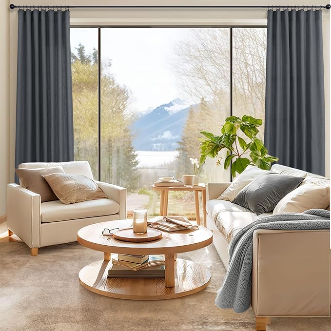 Dark Gray Curtains 108 Inches Long 2 Panels Set - Image 6