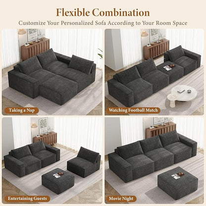 Vesgantti 114" Modular Boneless Couch, Modern 3 Seater Sectional Sofa - Image 8