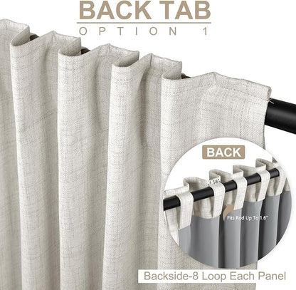 Linen Textured Total Blackout Sliding Door Curtains 84 Inches Long, Thermal - Image 3