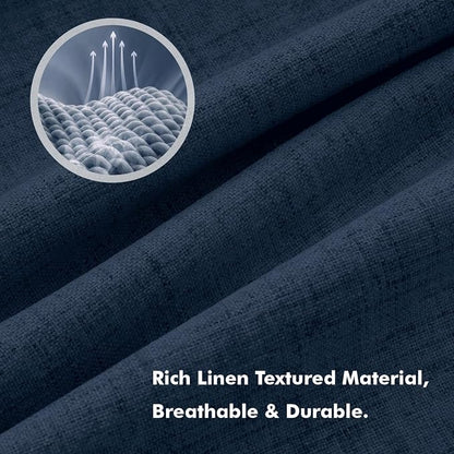 MIULEE 100% Blackout Linen Curtains 42 x 63 Inch Midnight Blue 2 Panels | - Image 3