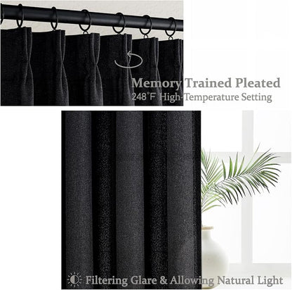Modern Pinch Pleated Black Curtains - Image 4