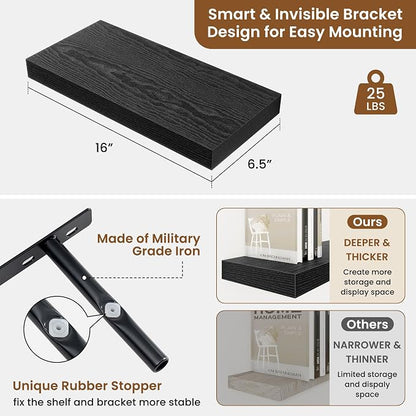 fuqing Floating Shelves for Wall, Wall Mounted Wood Floating Shelf - Image 3