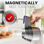Spring Chef Magnetic Stainless Steel Measuring Cups (Patent Pending), Kitchen Tools with Easy to Read Markings for Measuring Dry or Liquid Ingredients, Set of 7, Mountain Sunrise