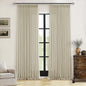 Beige Pinch Pleated Linen Curtains 112 Inches Long 2 Panels | Memory Training by Twodrapes