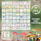 Felixcraft Mushroom Stencils for Painting, 64PCS 3x3 Inch Plastic Forest Stencils for Crafts Reusable, Durable PET Material for Wood Signs, Wall Art, Fabric Painting, and Magical DIY Art Projects