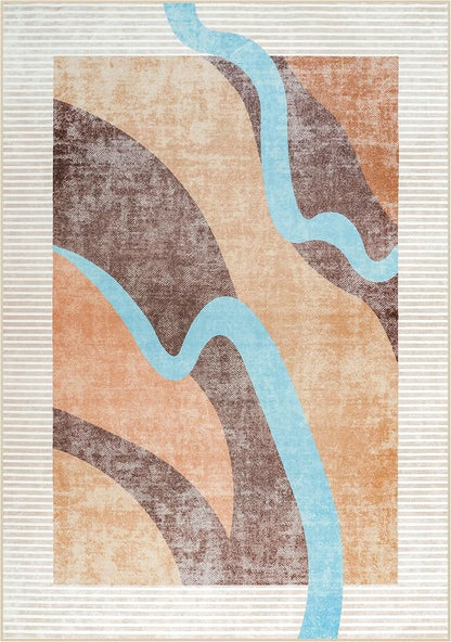 Ompaa Living Room Rug 5x8 Orange Area Rug Machine Washable Rug Non Slip Indoor - Image 7