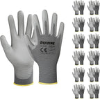 DULFINE Safety Work Gloves PU Coated-12 Pairs,Grey Seamless Knit Glove with Polyurethane Coated Smooth Grip on Palm & Fingers, for Men and Women, Ideal for General Duty Work (Extra Large)
