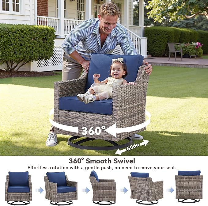 Outdoor Patio Furniture Set-7 Pieces All-Weather Wicker Outdoor Furniture - Image 2