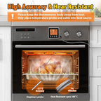 Digital Meat Thermometer for Oven, Food Thermometer with Large LCD, Backlight, Kitchen Timer, Temperature/Time Alarm for Smoker, BBQ, Barbecue, Cookware
