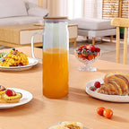 50oz Glass Pitcher with Lid, Glass Water Carafe with Handle, Fridge Water Jug Cold or Hot Beverages, Iced Tea, Milk, Juice (set of 3)