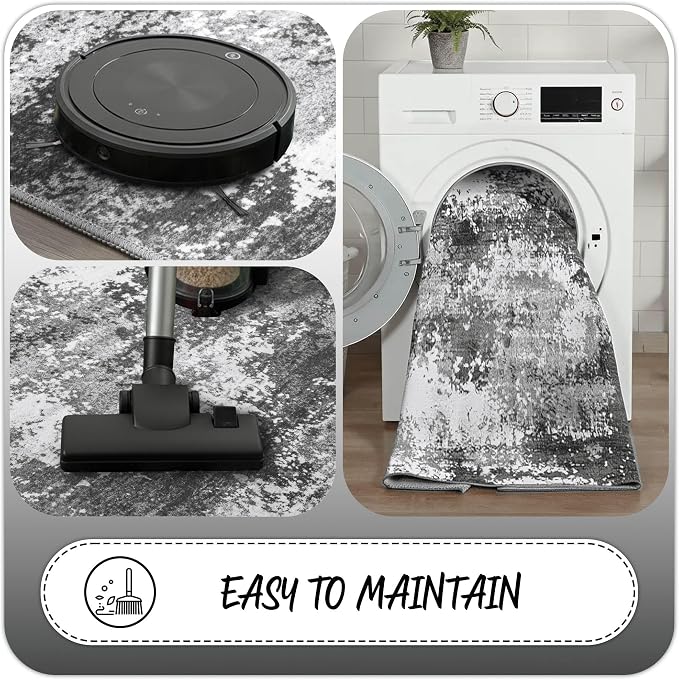 Entryway Rug 2x3 Grey Door Mat Indoor Entrance 24x36, Washable Small Throw Rugs - Image 4