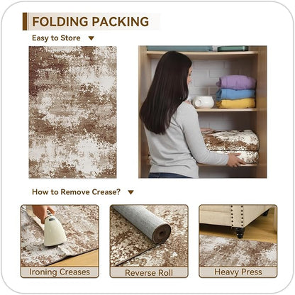 Entryway Rug 2x3 Brown Welcome Door Mat Indoor Entrance 24x36, Washable Small - Image 8