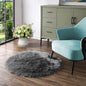 Latepis Dark Grey Round Rugs 5ft Faux Sheepskin Fur Rug by Latepis