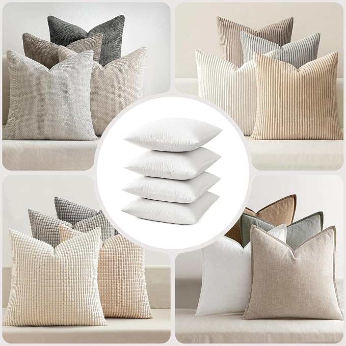 MIULEE 18x18 Pillow Inserts, Double-Layer Down-Proof Cotton Cover, Decorative - Image 4