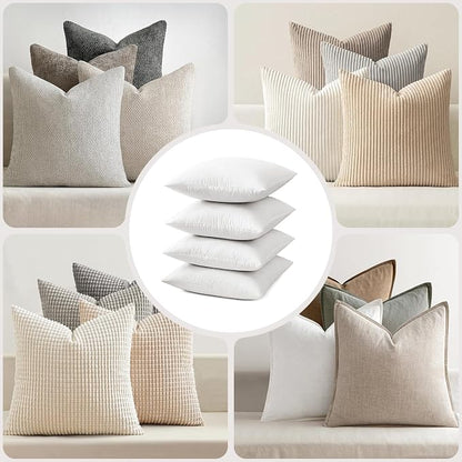 MIULEE 18x18 Pillow Inserts, Double-Layer Down-Proof Cotton Cover, Decorative - Image 4
