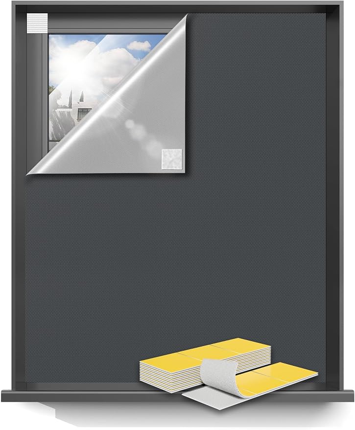 Blackout Curtains for Bedroom 50"x57" Portable No Drill Blackout Blinds by Sumobaby
