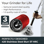 Manual Coffee Grinder by Alpaca Ventures - Stainless Steel Conical Burr Coffee Grinder Manual with Adjustable Setting Double Bearing Hand Espresso Grinder Perfect for Home, Office and Camping