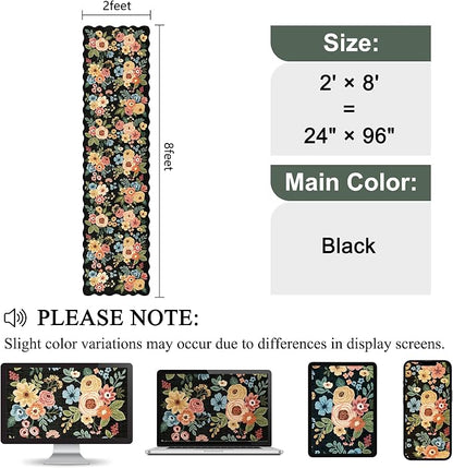 DUKINO 2x8 Washable Runner Rug, Floral Non Slip Kitchen Runner Rug, Soft Throw - Image 2