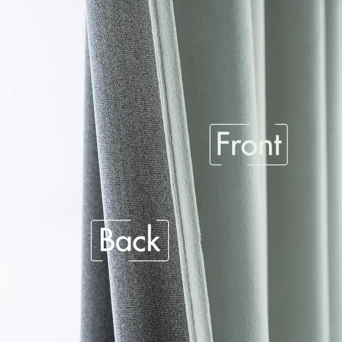 MIULEE Velvet Curtains 52x96 inches 2 Panels Misty Blue Blackout Curtains | - Image 6