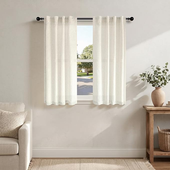 48 Inch Linen Curtains 2 Panels by Pitalk