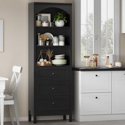 Bookshelf with Drawers, Floor Standing Display Storage Cabinet - Image 8