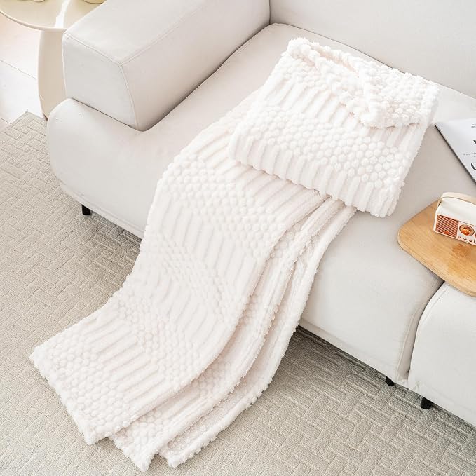 60x80 Inch Beige Twin Blanket - Image 4