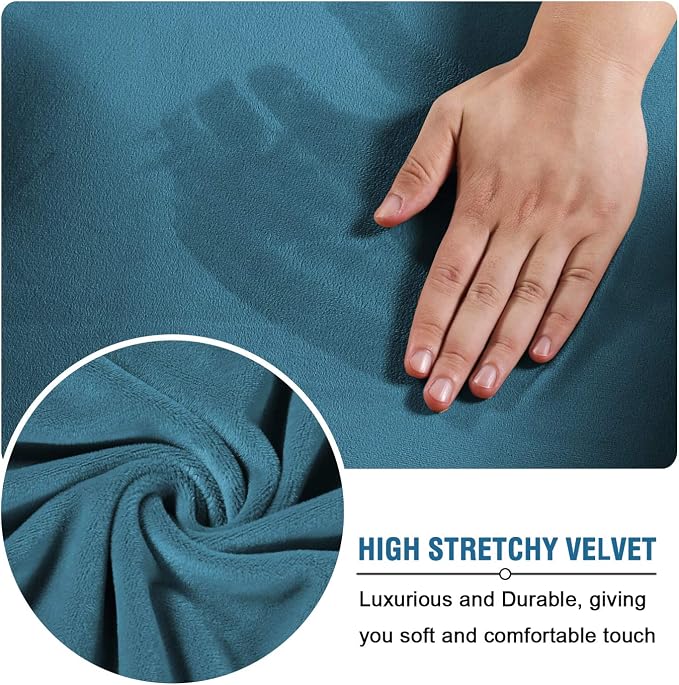 H.VERSAILTEX Modern Velvet Plush 4 Piece High Stretch Sofa Slipcover Sofa Cover - Image 5