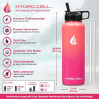 HYDRO CELL Stainless Steel Insulated Water Bottle with Straw - For Cold & Hot Drinks - Metal Vacuum Flask with Screw Cap and Modern Leakproof Sport Thermos for Adults (Coral/Punch 40oz)