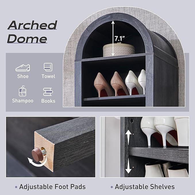 IFGET 71" Tall Arched Bookshelf, 8 Tiers Arch Bookcase - Image 3