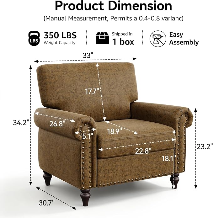 Nailhead Trim Accent Chairs Set of 2, Faux Leahter Mid Century Modern Living - Image 9