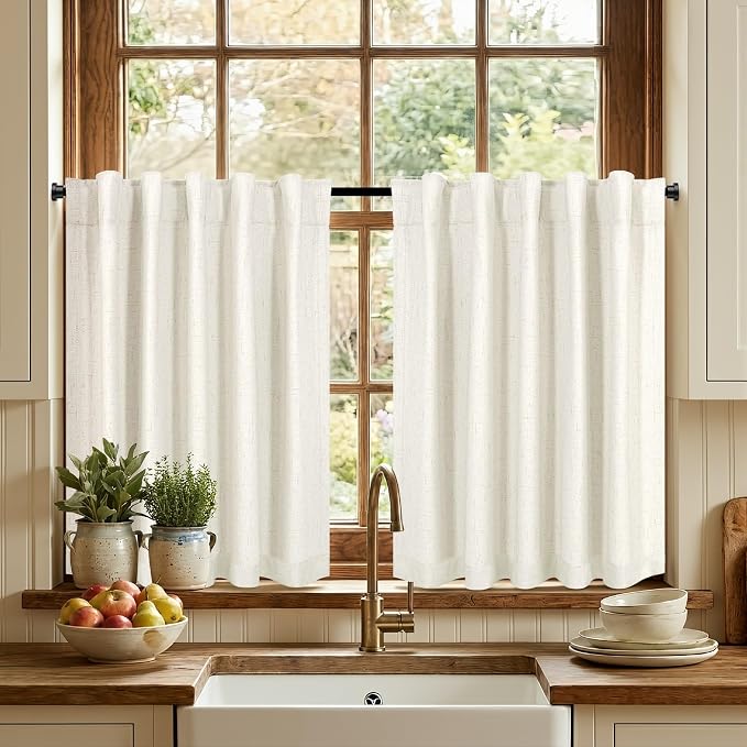 Pitalk Short Linen Blackout Curtains 30 Inch Length - Image 3