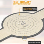 Silicone Bread Sling, Round and Oval Dutch Oven Baking Mat with Upgraded Handles, Non-Stick & Easy Clean Baking Mat to Transfer Sour Dough Easily, 2 Pcs Reusable Bread Mat Set