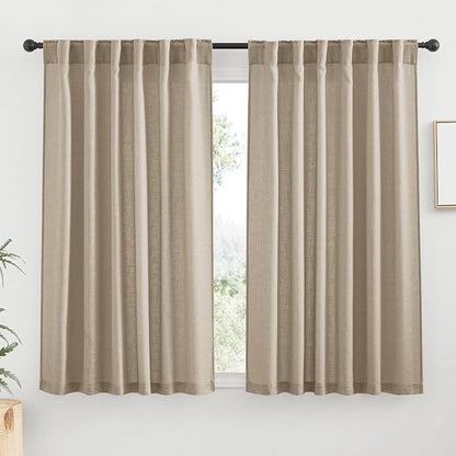RYB HOME Linen Semi Sheer Curtains 63 inch Length by RYBHOME
