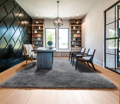 Grey Area Rugs 9x12 Living Room, Soft Plush Thick Shaggy Big Floor Carpet - Image 8