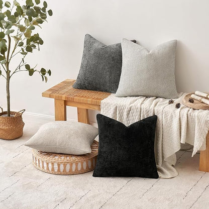 MIULEE Decorative Couch Throw Pillow Covers 16x16 Inch Black 2 Pack | Modern - Image 4