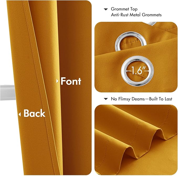 MIULEE Blackout Curtains for Bedroom 2 Panel 40x45 Inch Long Mustard Yellow | - Image 4