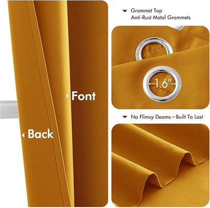 MIULEE Blackout Curtains for Bedroom 2 Panel 40x45 Inch Long Mustard Yellow | - Image 4