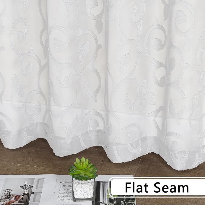 Furman Extra Long Sheer White Curtains 96 inches Long - Image 7