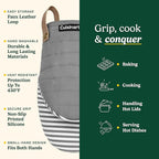 Cuisinart Mini Oven Mitts – 5.5” x 8” Heat-Resistant Kitchen Mitts for Oven with Non-Slip Printed Silicone, Cotton Filling, and Faux Leather Loop – Durable Oven Mitt Set for Cooking & Baking (Horizon)
