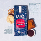 Laird Superfood Peruvian Dark Roast Coffee with Functional Mushrooms, Certified Organic Peruvian Ground Coffee Beans, Gluten-Free, Dairy-Free, Non-GMO, Paleo, Keto Friendly, 12 oz. Bag
