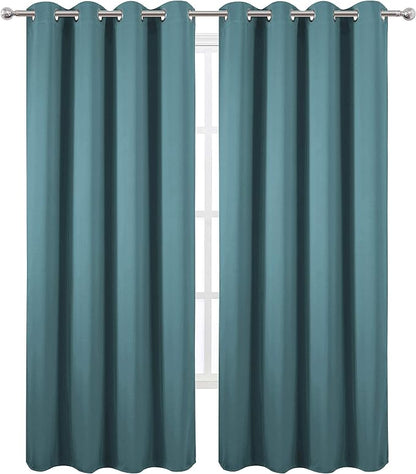 Sea Teal Thermal Blackout Curtains/52 x 84 Inch/Set of 2 Panels Room Darkening - Image 2