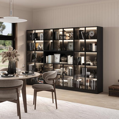 Mekminop Bookcase with Glass Doors and RGB Led Lights, Combination Display - Image 8