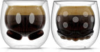 JoyJolt Mickey Pants and Minnie Skirt 3D 2oz Espresso Cups. Double Walled Espresso Glasses (2pc) Small Double Wall Glass Coffee Cups. Demitasse Cups, Espresso Measuring Cup or Liqueur Shot Glasses