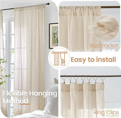 BGment Linen Curtains 98 Inches Long - Image 6