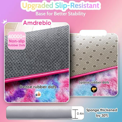 Amdrebio Pink Blue Purple Large Shag Rug 8x10 - Image 7
