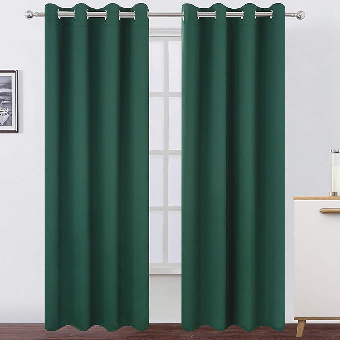 Blackout Curtains 66 x 95 inch/Dark Green Curtains Set of 2 Panels/Thermal by Lemomo