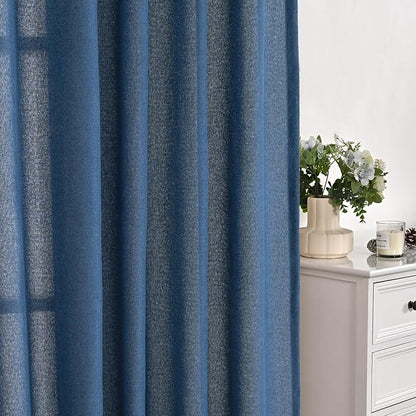 YoungsTex Dark Blue Linen Curtains 68 Inch Length - Image 7