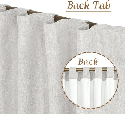 68 Inch 100% Blackout Natural Linen Curtains 2 Panels, Light Grey | Room - Image 6