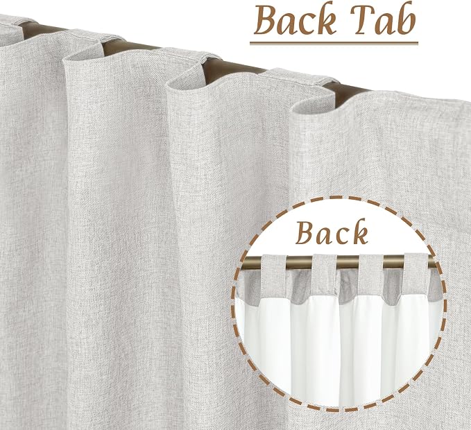 Short Window Linen Curtains 48 Inch Length 2 Panels, Light Grey | 100% Blackout - Image 6